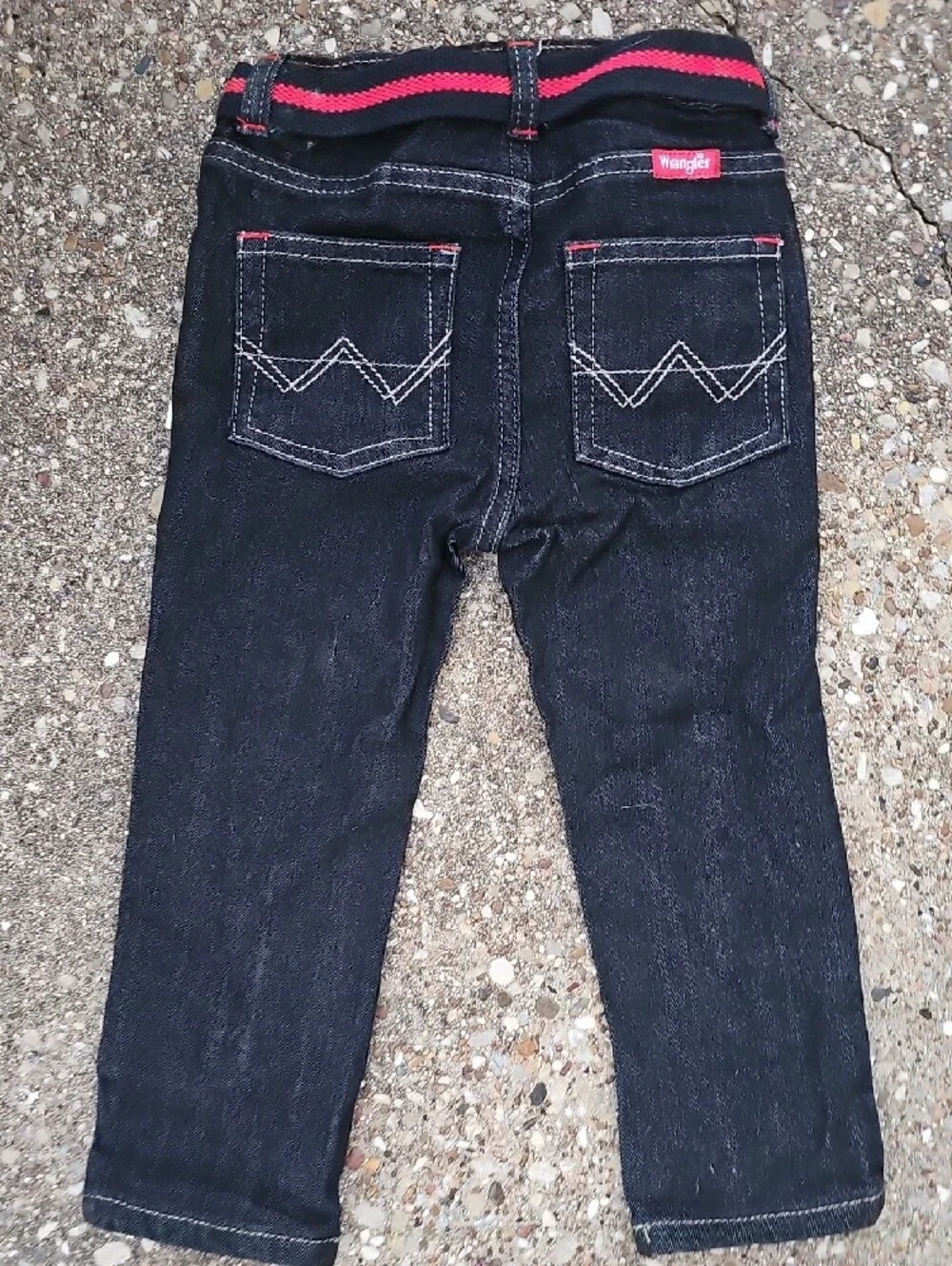 Wrangler Black 5 Pocket Slim Straight Jeans Red Racing Patch Belt 3T Toddler NWT